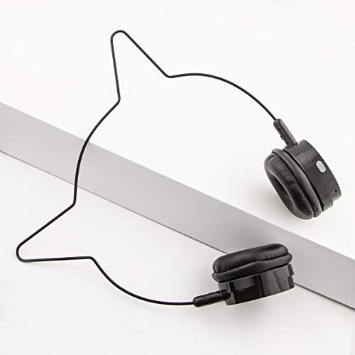 Lux Accessories Black Cat Ear Headphones Wire Frame Headset w Microphone