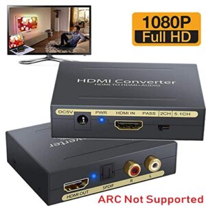 AGPtek HDMI to HDMI + SPDIF + RCA L/R Audio Extractor Converter (HDMI Input,HDMI+ Audio Output)