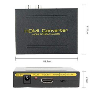 AGPtek HDMI to HDMI + SPDIF + RCA L/R Audio Extractor Converter (HDMI Input,HDMI+ Audio Output)