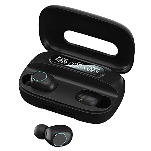 Wireless Earbuds, New Bluetooth Headphones LED Display Charging Case IPX7 Waterproof Built-in Mic Deep Bass High-Fidelity Stereo Earphones for Sports Work