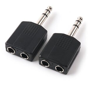 nanyi 6.35mm (1/4 inch) male trs to two 6.35mm (1/4 inch) female audio heads, 6.5mm one-two stereo interconnect audio adapter, 2pack (6.35mm m-2×6.35mm f-trs)