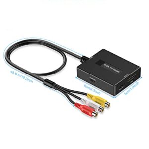 Uzifhdhi RCA to HDMI Converter, AV to HDMI Converter Supports PAL/NTSC for PS2/VHS/VCR/Blue-Ray DVD ect.