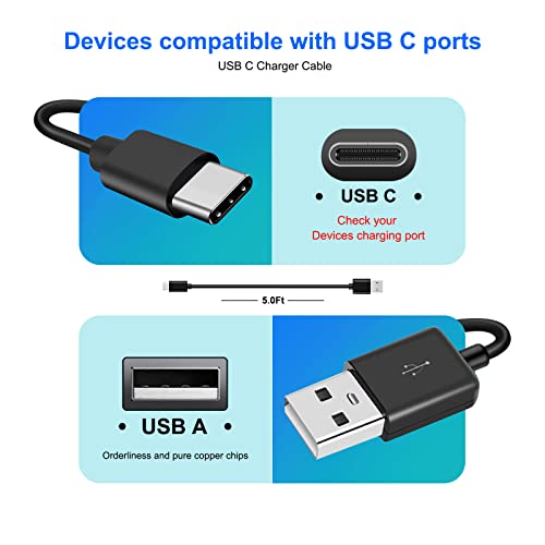 ycwwzzh 5FT USB C Fast Wall Charger Charging Cable Cord Compatible with for Alcatel Joy Tab 2 Alcatel 3T 8 1T10, Remarkable 2 Tablet, LG Stylo 4 5 6 G5 G6 G7 G8 G8X V20 V30 V30S V35 V40 V50 V60