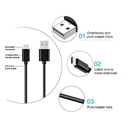 ycwwzzh 5FT USB C Fast Wall Charger Charging Cable Cord Compatible with for Alcatel Joy Tab 2 Alcatel 3T 8 1T10, Remarkable 2 Tablet, LG Stylo 4 5 6 G5 G6 G7 G8 G8X V20 V30 V30S V35 V40 V50 V60