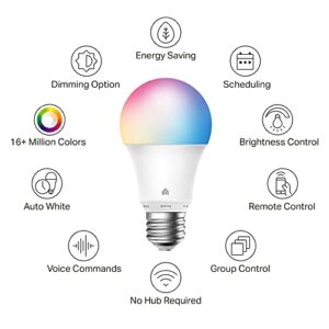 New Kasa Smart Bulb, Full Color Changing Dimmable Smart WiFi Light Bulb Compatible with Alexa and Google Home, A19, 9W 800 Lumens,2.4Ghz only, No Hub Required, 1-Pack (KL125), Multicolor