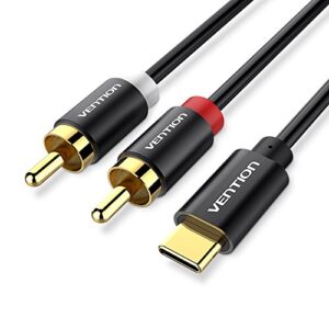 vention usb c to 2 rca audio cable, type-c to rca male to male y rca splitter, 2rca jack usb-c audio cable for phone, tablet, home theater, dvd, amplifier, speaker, car stereo (5ft /1.5m)