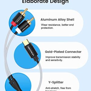 VENTION USB C to 2 RCA Audio Cable, Type-C to RCA Male to Male Y RCA Splitter, 2RCA Jack USB-C Audio Cable for Phone, Tablet, Home Theater, DVD, Amplifier, Speaker, Car Stereo (5ft /1.5M)