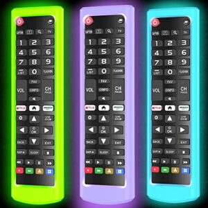 3 pack case for lg tv remotes, remote cover for lg smart tv remote control akb75095307 akb75375604 akb74915305 original, replacement silicone skin sleeve glow in the dark green blue purple