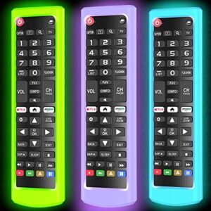 3 Pack Case for LG TV Remotes, Remote Cover for LG Smart TV Remote Control AKB75095307 AKB75375604 AKB74915305 Original, Replacement Silicone Skin Sleeve Glow in The Dark Green Blue Purple