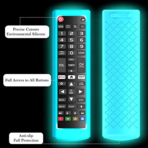 3 Pack Case for LG TV Remotes, Remote Cover for LG Smart TV Remote Control AKB75095307 AKB75375604 AKB74915305 Original, Replacement Silicone Skin Sleeve Glow in The Dark Green Blue Purple