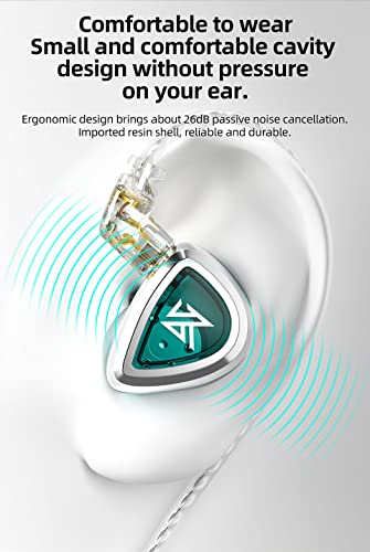 KZ EDC in-Ear Monitors, HiFi Stereo Stage/Studio IEM Wired Noise Isolating Sport Earphones/Earbuds/Headphones with Detachable Cable for Musician Audiophile (with Mic, EDA 3 in 1)