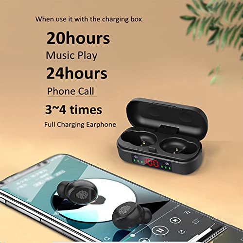 Wireless Earbuds Headphones Bluetooth 5.0 Earphones HD Noise Cancelling with Large Screen Digital Display Charging Case Fingerprint, Suitable for Sports/Games