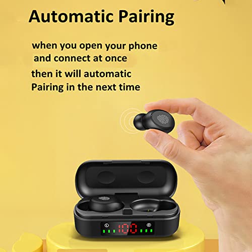 Wireless Earbuds Headphones Bluetooth 5.0 Earphones HD Noise Cancelling with Large Screen Digital Display Charging Case Fingerprint, Suitable for Sports/Games