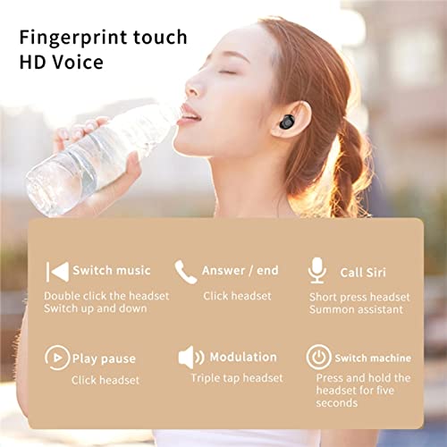 Wireless Earbuds Headphones Bluetooth 5.0 Earphones HD Noise Cancelling with Large Screen Digital Display Charging Case Fingerprint, Suitable for Sports/Games