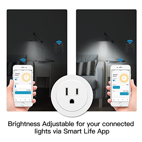 MoesGo Smart WiFi Power Dimmer Plug, Brightness Adjust Timer Socket, Tuya Smart Life App Remote Control, Compatible with Alexa and Google Home White