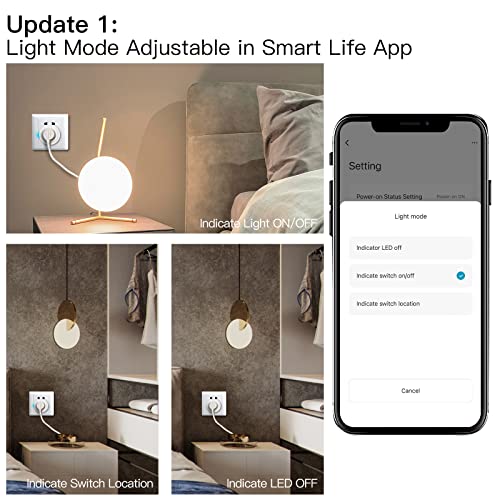 MoesGo Smart WiFi Power Dimmer Plug, Brightness Adjust Timer Socket, Tuya Smart Life App Remote Control, Compatible with Alexa and Google Home White