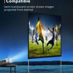 HYZ 100 inch Freestanding Projection Screen, Portable Front & Rear Projection Screen, 4K HD 16:9 Polyester Fabric Screen Outdoors and Indoors, Setup in Minutes, Home Theater, Presentation