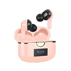 acuvar in-ear wireless bluetooth 5 headphones, earbuds ipx5 waterproof with microphone rechargeable usb c case for smartphones android ios (pink)