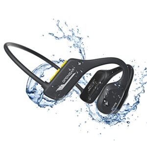bone conduction headphones bluetooth swimming headphones, hiteblaz ip68 waterproof underwater headphones for swimming earbuds, clear call, open ear wireless 8g memory for running(black-x2)