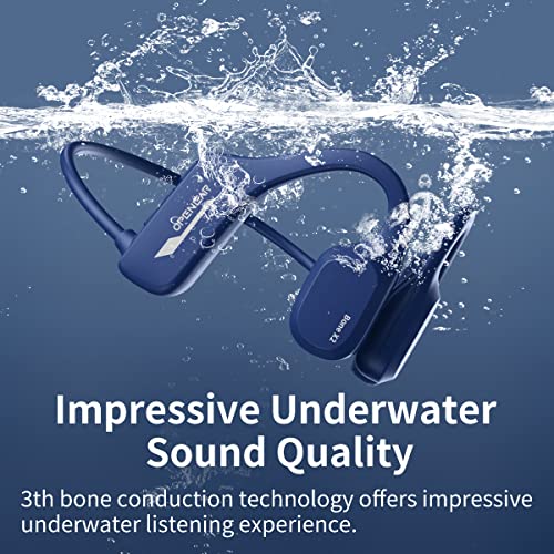 Bone Conduction Headphones Bluetooth Swimming Headphones, Hiteblaz IP68 Waterproof Underwater Headphones for Swimming Earbuds, Clear Call, Open Ear Wireless 8G Memory for Running(Black-X2)