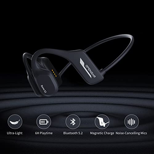 Bone Conduction Headphones Bluetooth Swimming Headphones, Hiteblaz IP68 Waterproof Underwater Headphones for Swimming Earbuds, Clear Call, Open Ear Wireless 8G Memory for Running(Black-X2)