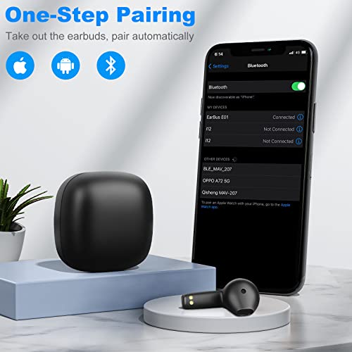 LIBMING Wireless Earbuds Bluetooth 5.0 with Wireless Charging Case IPX8 Waterproof Stereo Headphones in Ear Built in Mic Headset Premium Sound with Deep Bass Black