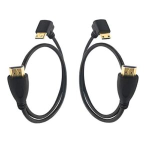 gintooyun mini hdmi to hdmi,hdmi 90 degree up and down 2pcs,hdmi a male to hdmi c male -19.7in