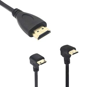 GINTOOYUN Mini HDMI to HDMI,Hdmi 90 Degree Up and Down 2pcs,Hdmi A Male to HDMI C Male -19.7IN