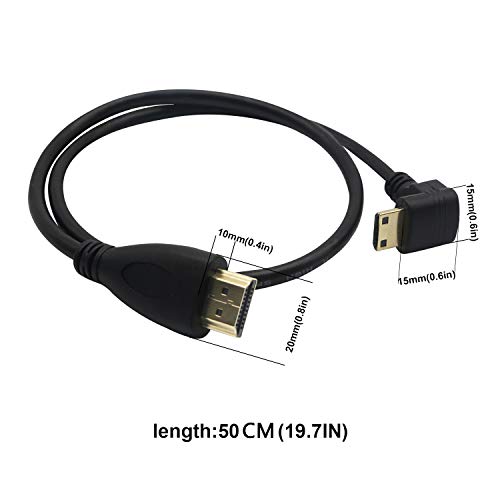 GINTOOYUN Mini HDMI to HDMI,Hdmi 90 Degree Up and Down 2pcs,Hdmi A Male to HDMI C Male -19.7IN