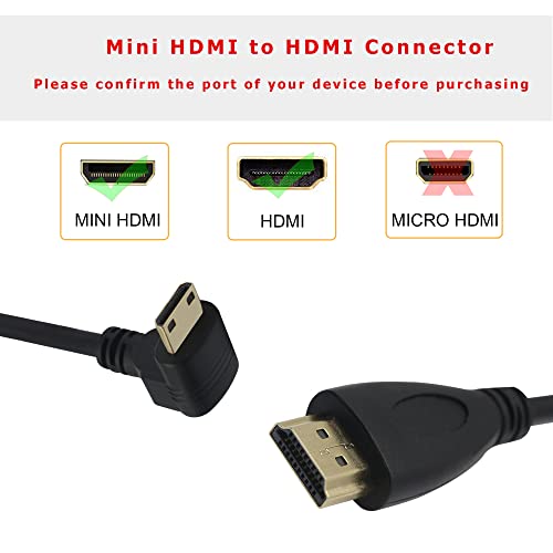 GINTOOYUN Mini HDMI to HDMI,Hdmi 90 Degree Up and Down 2pcs,Hdmi A Male to HDMI C Male -19.7IN