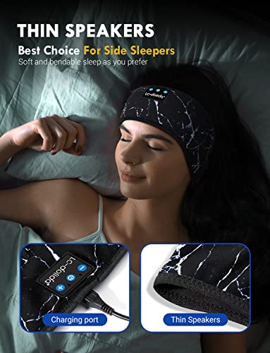 LC-dolida Sleep Headphones Bluetooth Headband, Cozy Band Wireless Headphones, Sleep Mask with Bluetooth Headphones, Perfect for Sleeping Side Sleepers, Jogging, Workout, Yoga