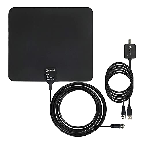 Chaowei Indoor Amplified Digital HDTV Antenna with External Signal Amplified Booster-Leaf TV Antenna 120 Miles Range-16.5feet Long Coaxial Cable