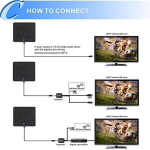 Chaowei Indoor Amplified Digital HDTV Antenna with External Signal Amplified Booster-Leaf TV Antenna 120 Miles Range-16.5feet Long Coaxial Cable