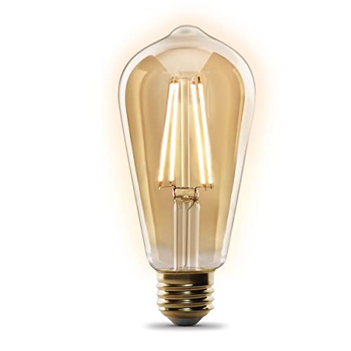 Feit Electric ST1960/FIL/AG 60 Watt Equivalent WiFi Dimmable, No Hub Required, Alexa or Google Assistant ST19 Edison Vintage LED Smart Light Bulb, 5.4" H x 2.5" D, 2100K Amber