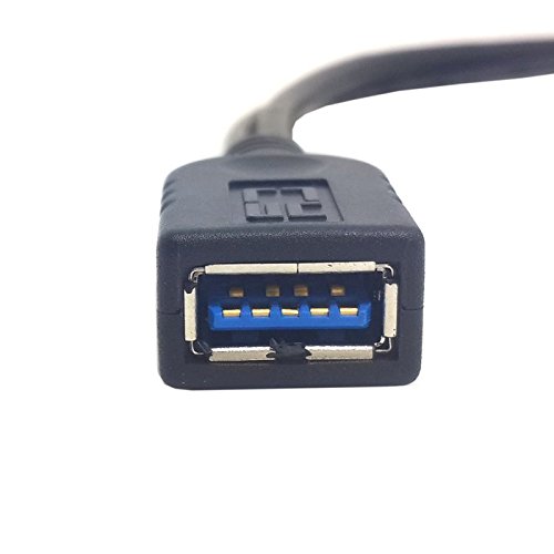 CY USB 3.0 Female to Dual USB Male Extra Power Data Y Extension Cable for 2.5" Mobile Hard Disk Black Color