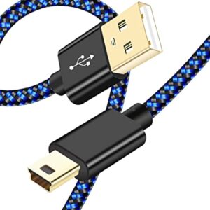 Mini USB Cable Braided 6FT Type A Male to Mini B Cable Data Charging Cord for GoPro Hero 3+,Sony PS3 Controller Cord,MP3 Players,Garmin GPS,Dash Cam,PDA,Canon PowerShot Rebel ELPH Camera Charger