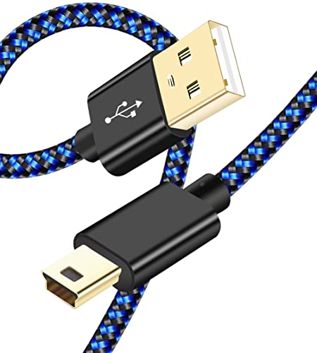 Mini USB Cable Braided 6FT Type A Male to Mini B Cable Data Charging Cord for GoPro Hero 3+,Sony PS3 Controller Cord,MP3 Players,Garmin GPS,Dash Cam,PDA,Canon PowerShot Rebel ELPH Camera Charger