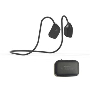 aifmy open ear wireless air conduction headphones for sports, bluetooth 5.1not in-ear headset with mic,black