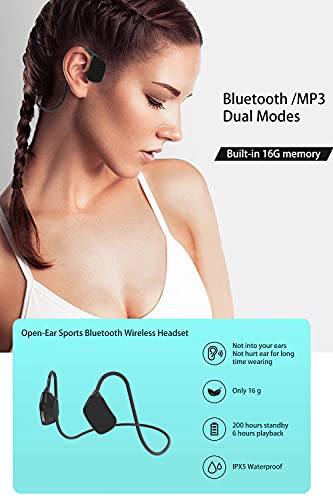 AIFMY Open Ear Wireless Air Conduction Headphones for Sports, Bluetooth 5.1Not in-Ear Headset with Mic,Black