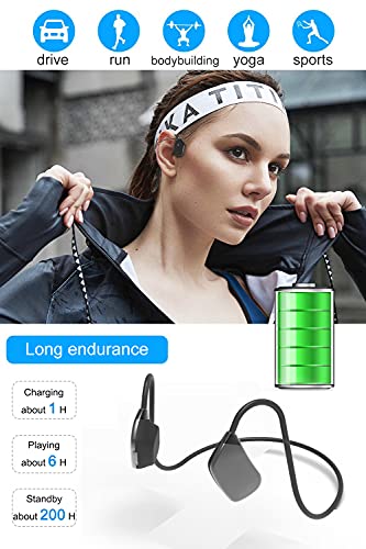 AIFMY Open Ear Wireless Air Conduction Headphones for Sports, Bluetooth 5.1Not in-Ear Headset with Mic,Black