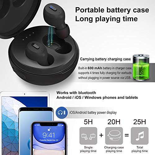 Alead TX8 Bluetooth 5.0 True Wireless Earbuds (TWS) with Wireless Charging case, IP68 Waterproof, HiFi Sound, deep bass, auto Pairing, 5H Playtime, Built-in mic, Bluetooth in-Ear Earbuds for Sports