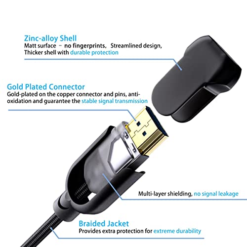 8K HDMI 2.1 Cable 6.6ft 48Gbps, Ultra High Speed HDMI Cable, 4K HD 120Hz 144Hz 2K 240Hz Gaming HDMI Cable 2.1 Certified, eARC HDCP 2.2&2.3 HDR 10+ Dolby Compatible with PS5/Xbox Series X/Apple TV 4K