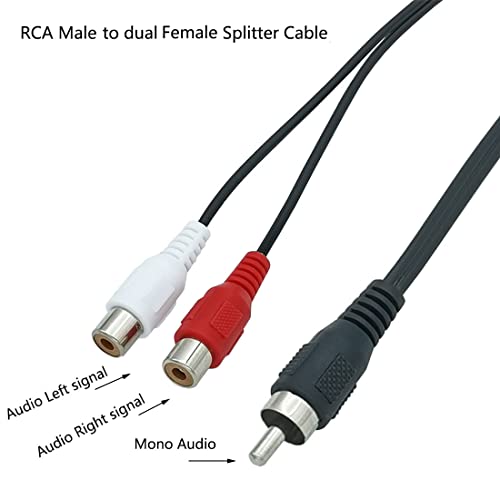 AILTECK RCA Splitter, 1 Male to 2 Female RCA Y Adapter Cable for Car Audio, Subwoofer, CD Player, Home Theater 2-Pack