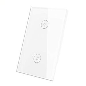 wifi smart wall touch light switch glass panel wireless remote control by mobile app anywhere compatible with alexa,timing function no hub required (wall switch 2 gang)
