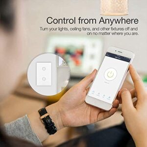 WiFi Smart Wall Touch Light Switch Glass Panel Wireless Remote Control by Mobile APP Anywhere Compatible with Alexa,Timing Function No Hub Required (Wall Switch 2 Gang)