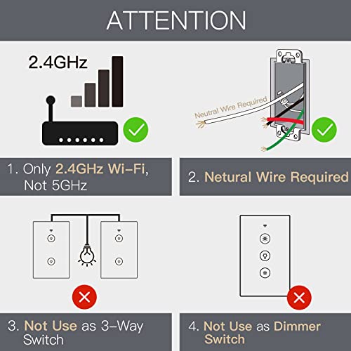 WiFi Smart Wall Touch Light Switch Glass Panel Wireless Remote Control by Mobile APP Anywhere Compatible with Alexa,Timing Function No Hub Required (Wall Switch 2 Gang)