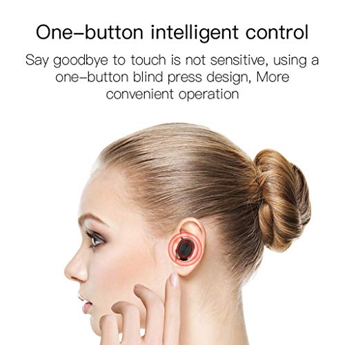 Headset Earphone Stereo Twins in-Ear Wireless Mini Sports Headphone Bluetooth 5 Bluetooth Headset (Black, One Size)