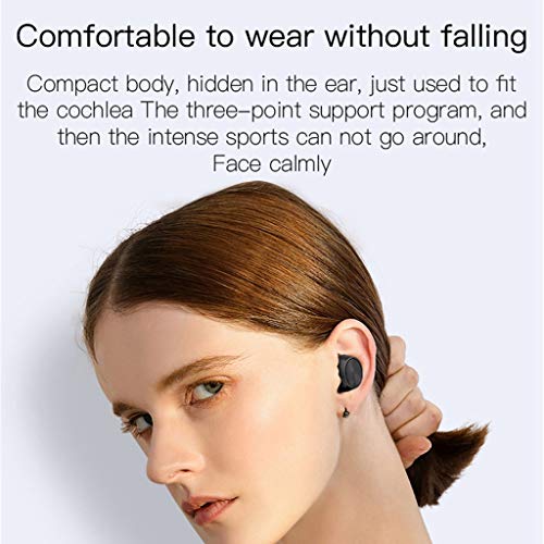 Headset Earphone Stereo Twins in-Ear Wireless Mini Sports Headphone Bluetooth 5 Bluetooth Headset (Black, One Size)