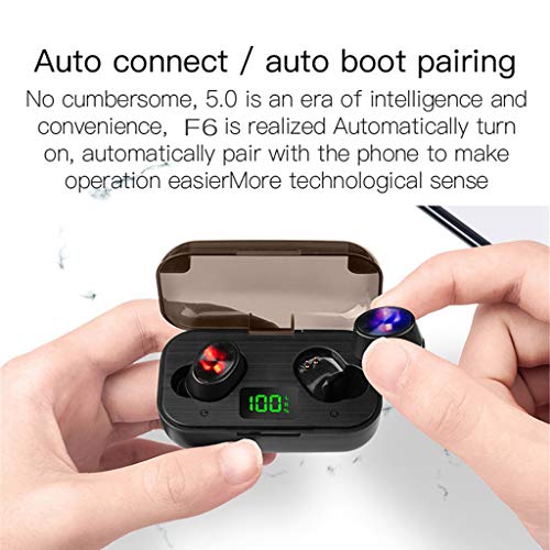 Headset Earphone Stereo Twins in-Ear Wireless Mini Sports Headphone Bluetooth 5 Bluetooth Headset (Black, One Size)