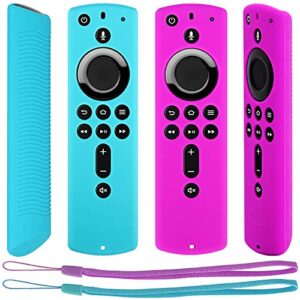 pinowu remote case for fire tv stick 4k compatible with all-new 2nd gen alexa voice remote control cover (2 pack: turquoise and purple)
